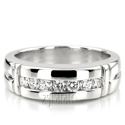 0.56 ct. Round Cut Channel Set Diamond Man Ring - view 7 of 8