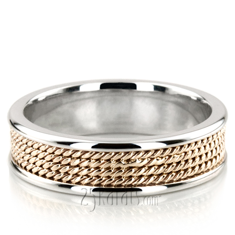 Four-row Braided Two-Color Wedding Band  - view 5