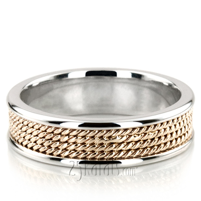 Four-row Braided Two-Color Wedding Band  - view 5 of 6