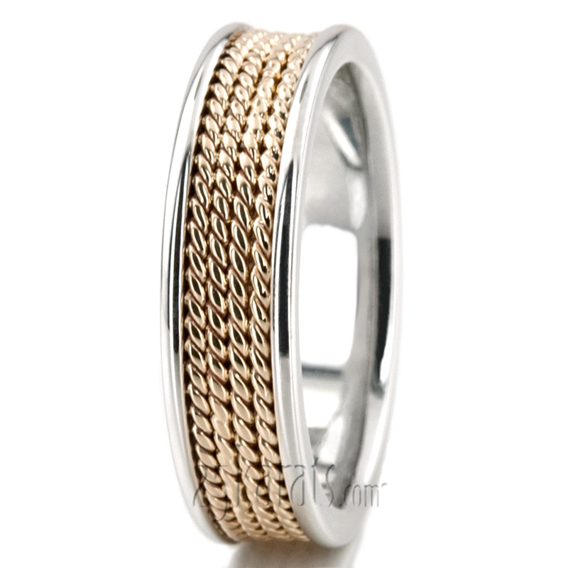 Four-row Braided Two-Color Wedding Band  - view 6