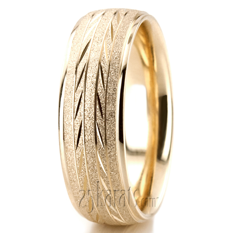 Stone Carved Design Wedding Band  - view 5