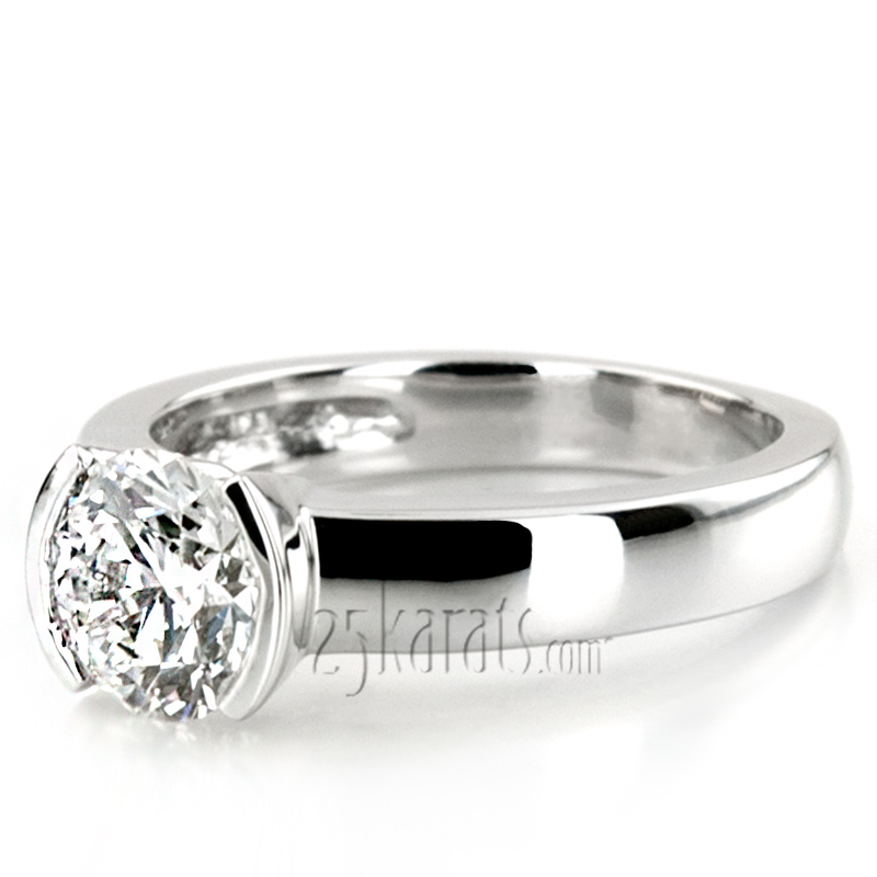 Half Bezel Set Solitaire Engagement Ring  - view 6