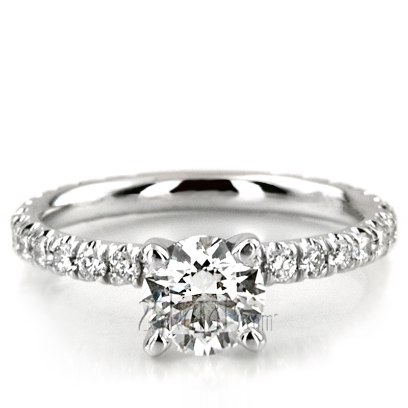 Contemporary Scalloped  Micro Pave Set Diamond Engagement Ring(1/3 ct. t.w.) - view 7