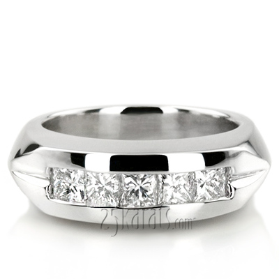 Classic Five Stone Channel Set Men Diamond Ring (0.85 ct.tw) - view 5 of 6