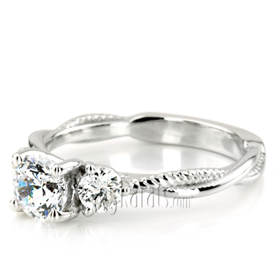 Twisted Shank Three Stone Diamond Engagement Ring (1/3ct. t.w.) - view 3 of 8