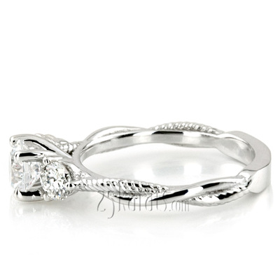 Twisted Shank Three Stone Diamond Engagement Ring (1/3ct. t.w.) - view 4 of 8