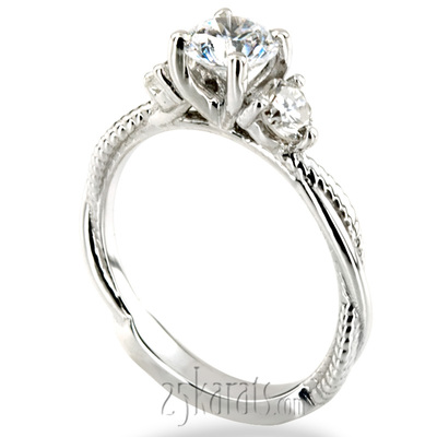 Twisted Shank Three Stone Diamond Engagement Ring (1/3ct. t.w.) - view 7 of 8