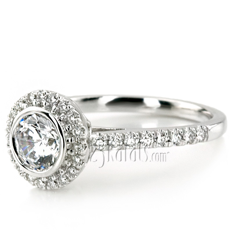 Dazzling Bezel Set Micro Pave Diamond Engagement Ring  - view 2