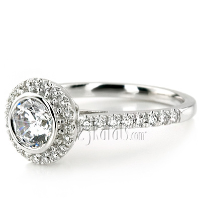 Dazzling Bezel Set Micro Pave Diamond Engagement Ring  - view 2 of 7