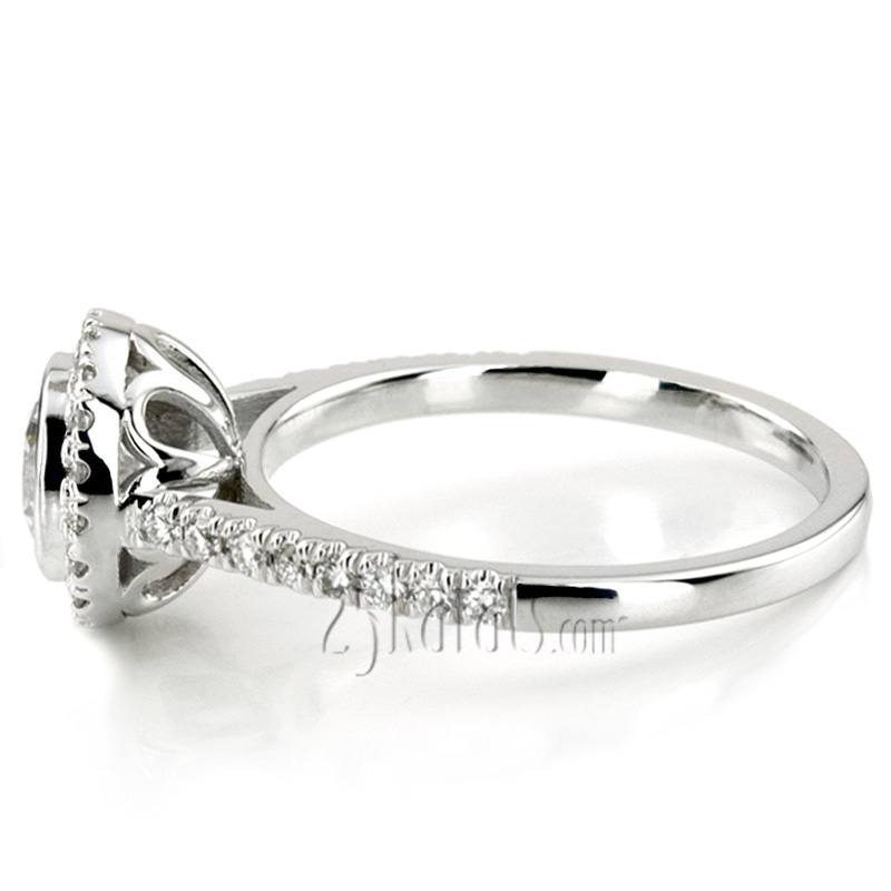 Dazzling Bezel Set Micro Pave Diamond Engagement Ring  - view 3