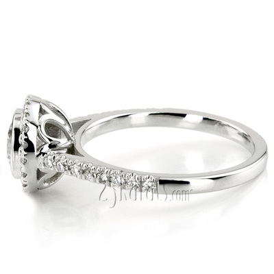 Dazzling Bezel Set Micro Pave Diamond Engagement Ring  - view 3 of 7