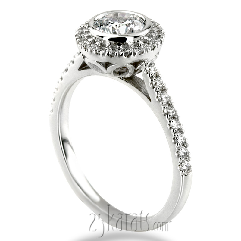 Dazzling Bezel Set Micro Pave Diamond Engagement Ring  - view 5