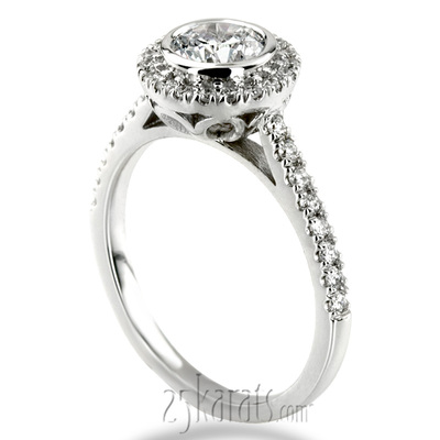 Dazzling Bezel Set Micro Pave Diamond Engagement Ring  - view 5 of 7