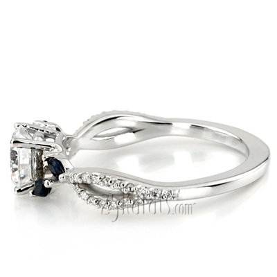 Marquise Sapphire Accented Diamond Engagement Ring - view 3 of 7