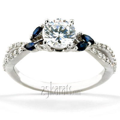 Marquise Sapphire Accented Diamond Engagement Ring - view 4 of 7