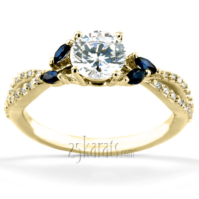 Marquise Sapphire Accented Diamond Engagement Ring - view 5 of 7