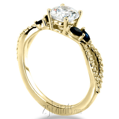 Marquise Sapphire Accented Diamond Engagement Ring - view 7 of 7