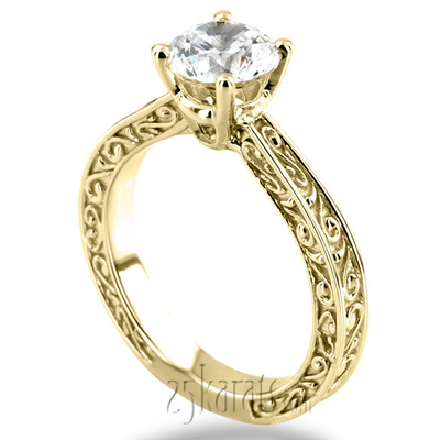 Three Sided Scroll Design Solitaire Engagement Ring - view 8 of 8