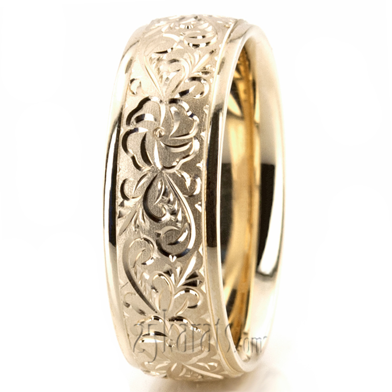 Floral Fancy Cut Wedding Ring - view 5