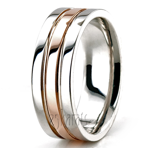 Sturdy Flat Rose Gold Wedding Band  - view 2