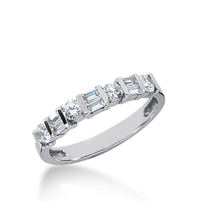 Round And Baguette Cut Bar Set Diamond Wedding Band (0.64 ct. t.w.) - view 4