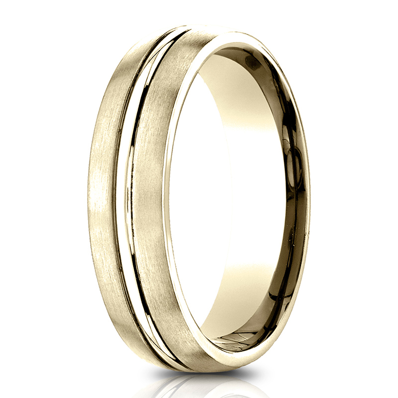 Light Comfort Satin-Finished with High Polished Center Cut Carved Design Band - view 4