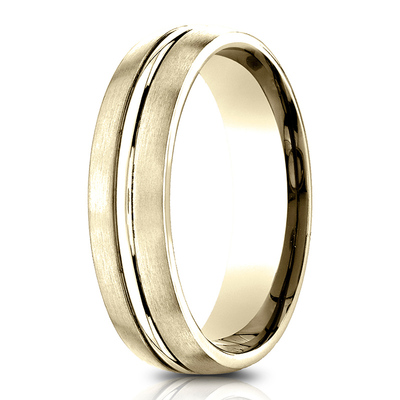 Light Comfort Satin-Finished with High Polished Center Cut Carved Design Band - view 4 of 6