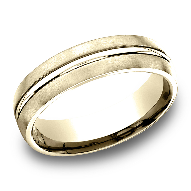 Light Comfort Satin-Finished with High Polished Center Cut Carved Design Band - view 5