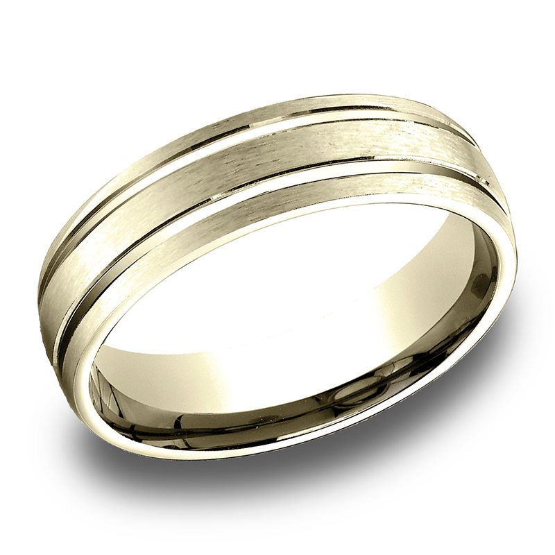 Light Comfort Satin-Finished with Parallel Grooves Carved Design Band - view 5