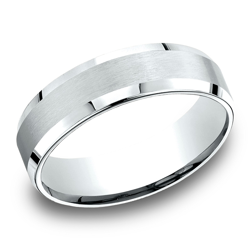 Light Comfort Satin-Finished with High Polished Beveled Edge Carved Design Band - view 3