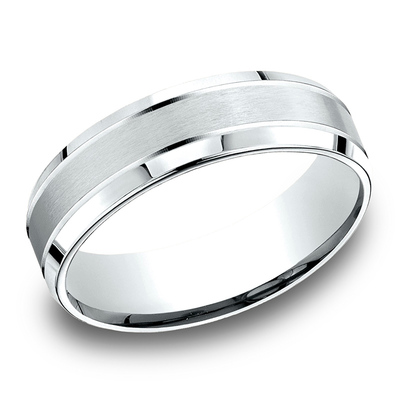 Light Comfort Satin-Finished High Polished Beveled Edge Carved Design Band - view 2 of 6