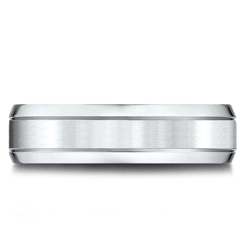 Light Comfort Satin-Finished High Polished Beveled Edge Carved Design Band - view 3