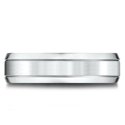 Light Comfort Satin-Finished High Polished Beveled Edge Carved Design Band - view 3 of 6