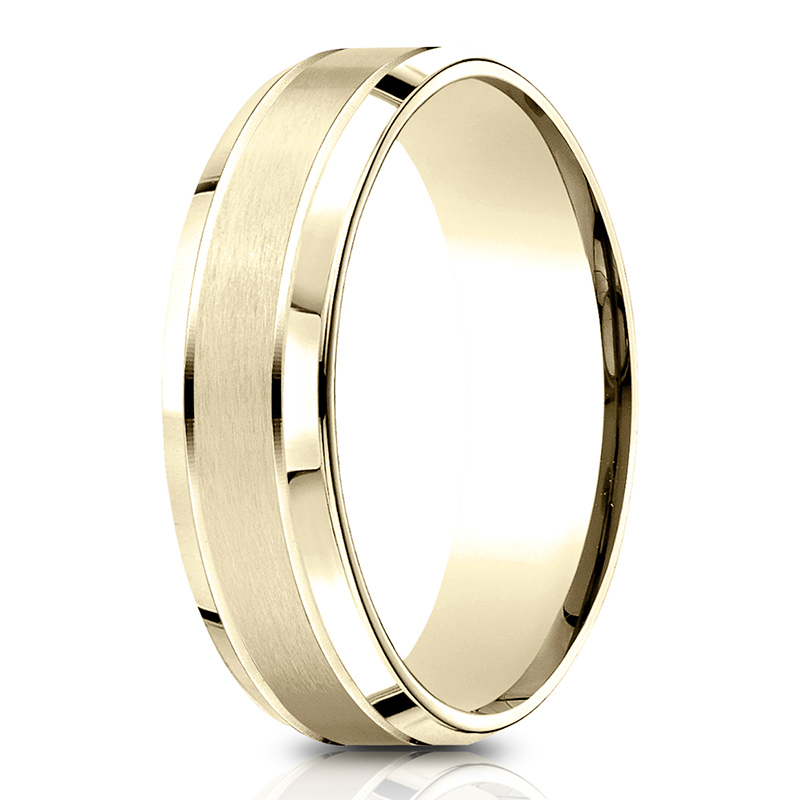 Light Comfort Satin-Finished High Polished Beveled Edge Carved Design Band - view 4