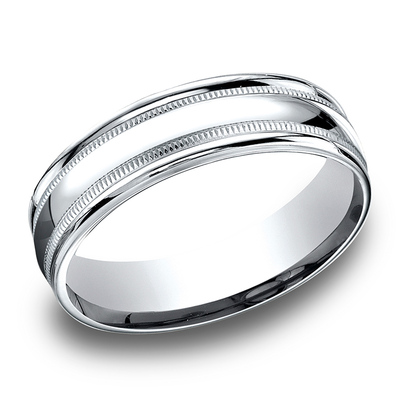 Light Comfort High Polished with Milgrain Round Edge Carved Design Band - view 2 of 6