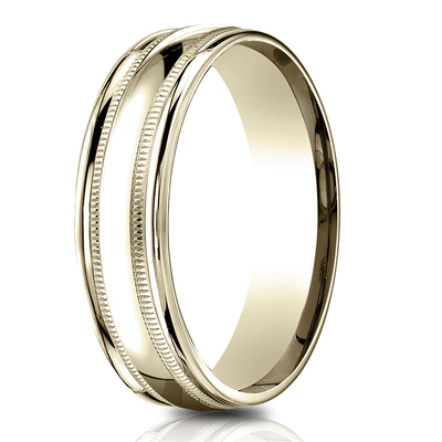 Light Comfort High Polished with Milgrain Round Edge Carved Design Band - view 4 of 6