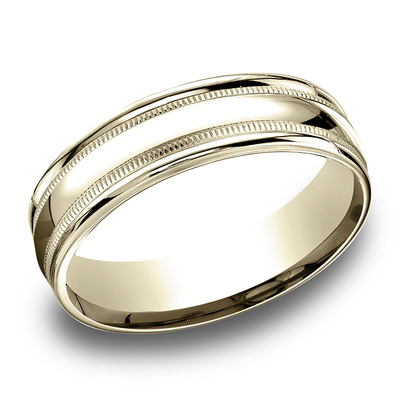 Light Comfort High Polished with Milgrain Round Edge Carved Design Band - view 5 of 6