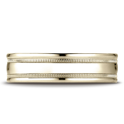 Light Comfort High Polished with Milgrain Round Edge Carved Design Band - view 6 of 6