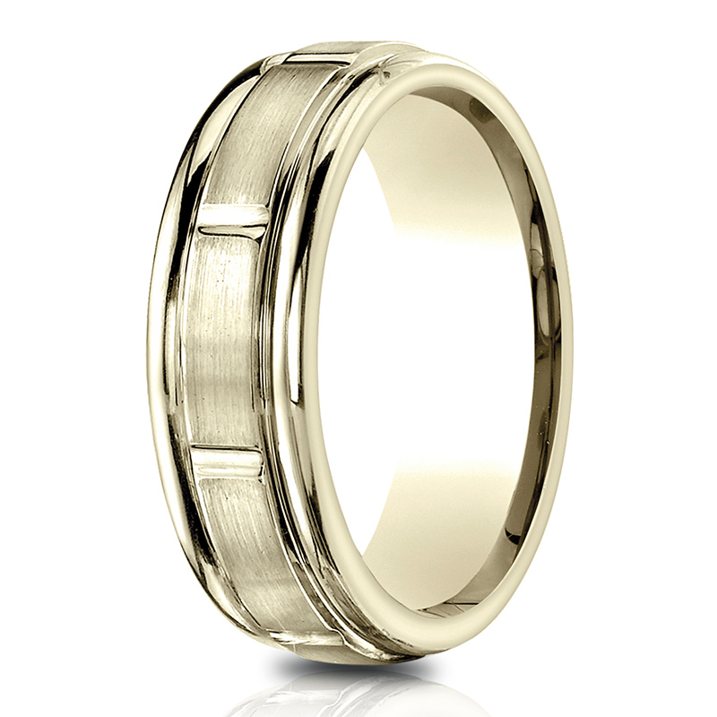 Light Comfort Satin-Finished 8 Center Cuts and Round Edge Carved Design Band - view 4