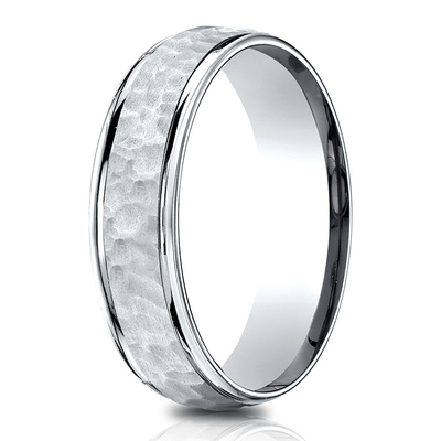 Light Comfort 6.5mm High Polish Edge Hammered Center Design Band - view 2 of 6