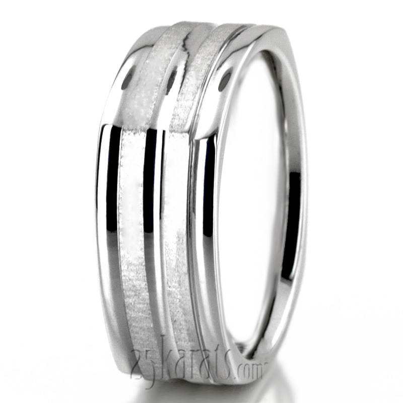 Classic Squared Carved Design Wedding Ring  - view 2