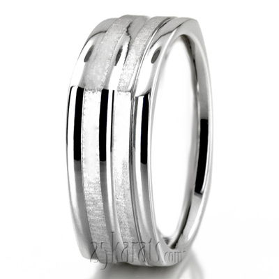 Classic Squared Carved Design Wedding Ring  - view 2 of 4