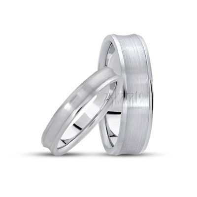 Concave Satin Finish Basic Carved Wedding Band Set - view 1 of 1