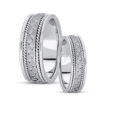 Braided Two-Tone Handmade Wedding Ring Set - view 2