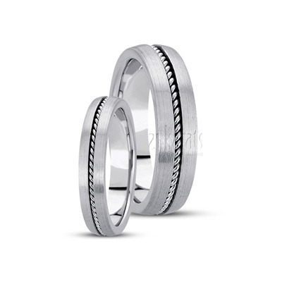 Traditional Single Braid Handmade Wedding Band Set - view 2 of 3