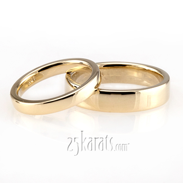 Soft-Edge Flat Comfort Fit Wedding Band Set - view 2