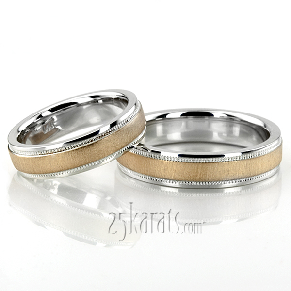 Flawless Milgrain Basic Designer Wedding Band Set - view 2