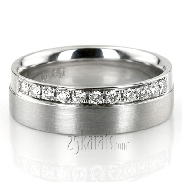 Bright Cut Micro Pave Set Diamond Wedding Band Set - view 2