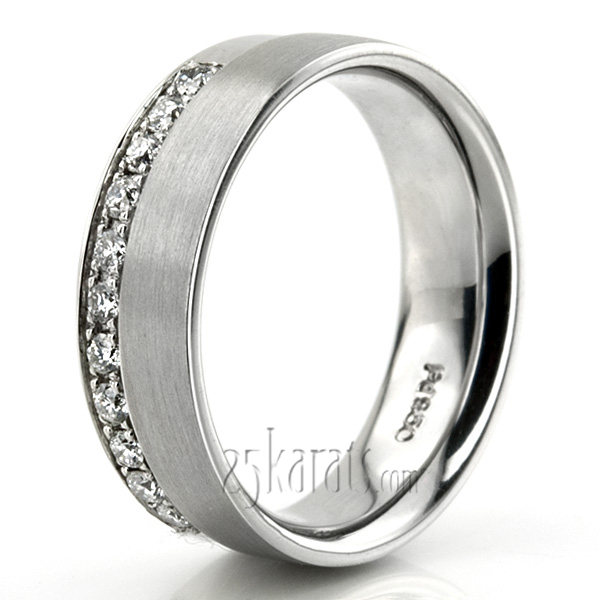 Bright Cut Micro Pave Set Diamond Wedding Band Set - view 3