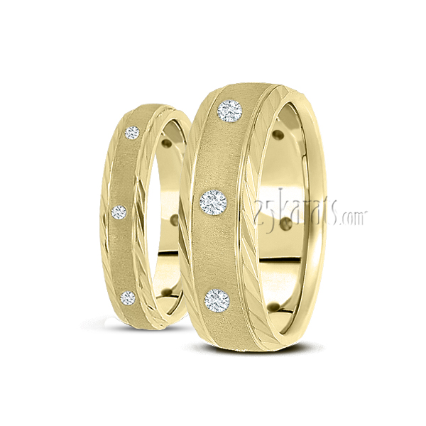 Attractive Stone Finish Diamond Wedding Ring Set - view 2